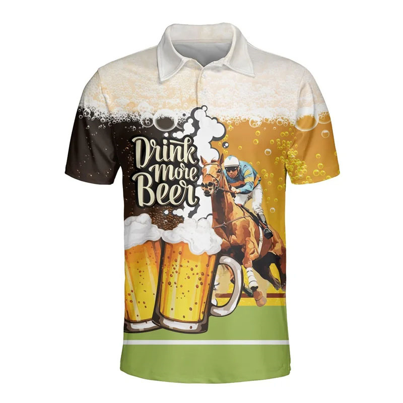 3D Printed Hawaiian Beer Polo  - Polo Shirt Equestrian ulasan dan harga