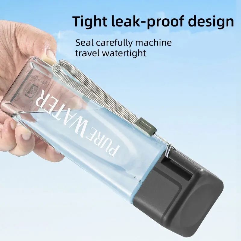 450ml,1pcs Clear Square Drinki - Outdoor Sport Glass Water Bottle ulasan dan harga