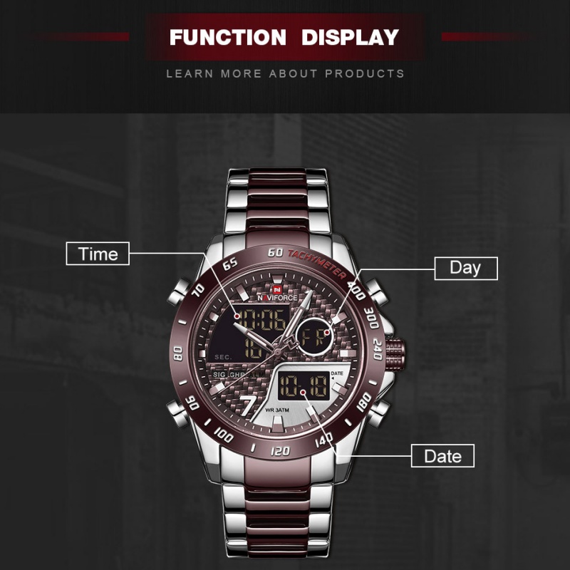 NAVIFORCE Men‘s New Analog Dig - Outdoor Sport Watch ulasan dan harga