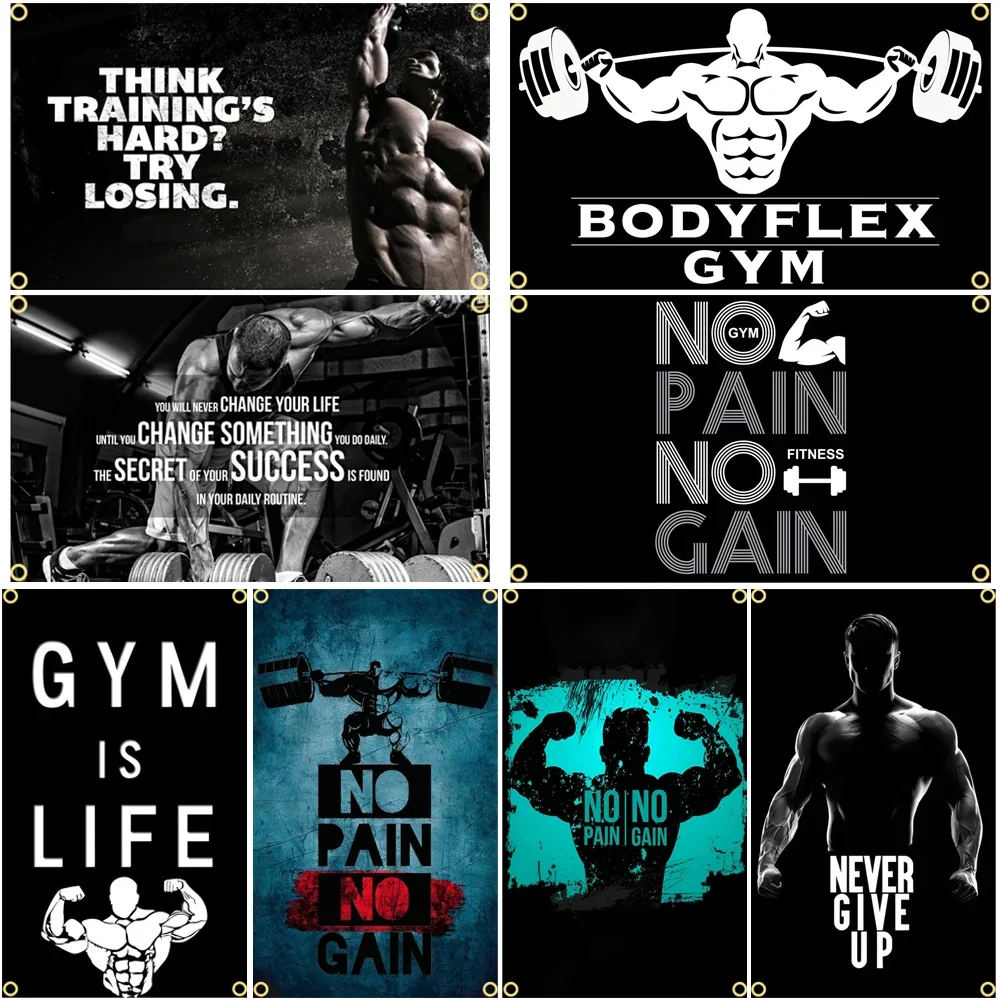 GYM Flag Message Signs Slogan  - Outdoor Sport Club ulasan dan harga